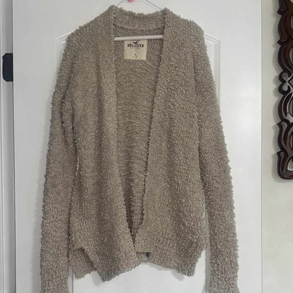 Hollister Cozy Beige Popcorn Knit Open Cardigan
